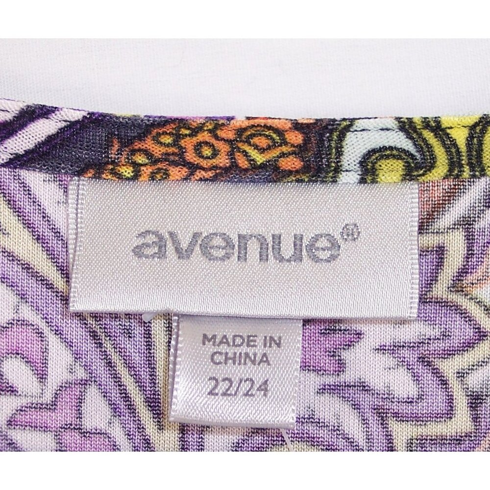 NEW Avenue 22/24 Paisley Dress Handkerchief Hem Elbow Length Sleeves V-Neck NWT - Picture 10 of 14